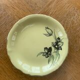 Cake set in yellow earthenware pattern black tulips ceranord Saint-Amand Vintage