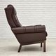 1970s, Danish armchair, original brown furniture leather.