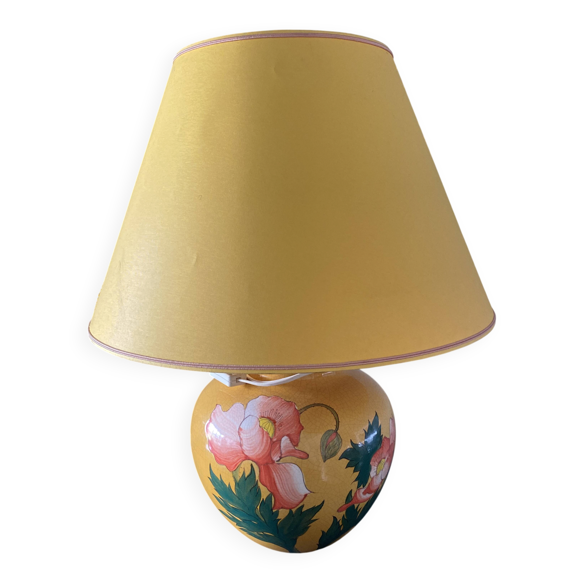 Antique ceramic lamp signed Louis Drimmer – original shade