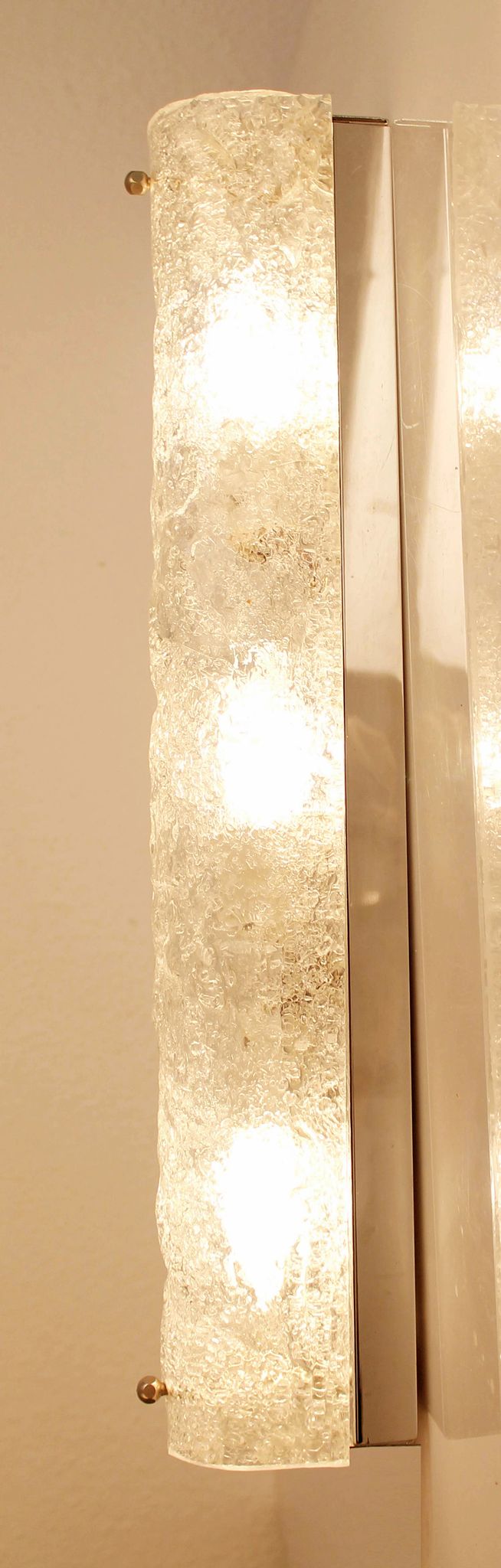 Vintage wall lamps, murano glass and chrome, 60s