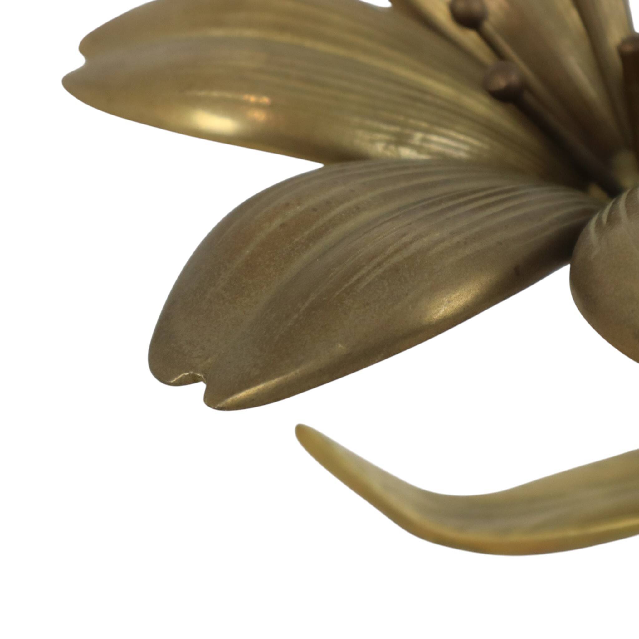 Mid-Century Brass Lily Flower Sculpture Figurine Ashtray