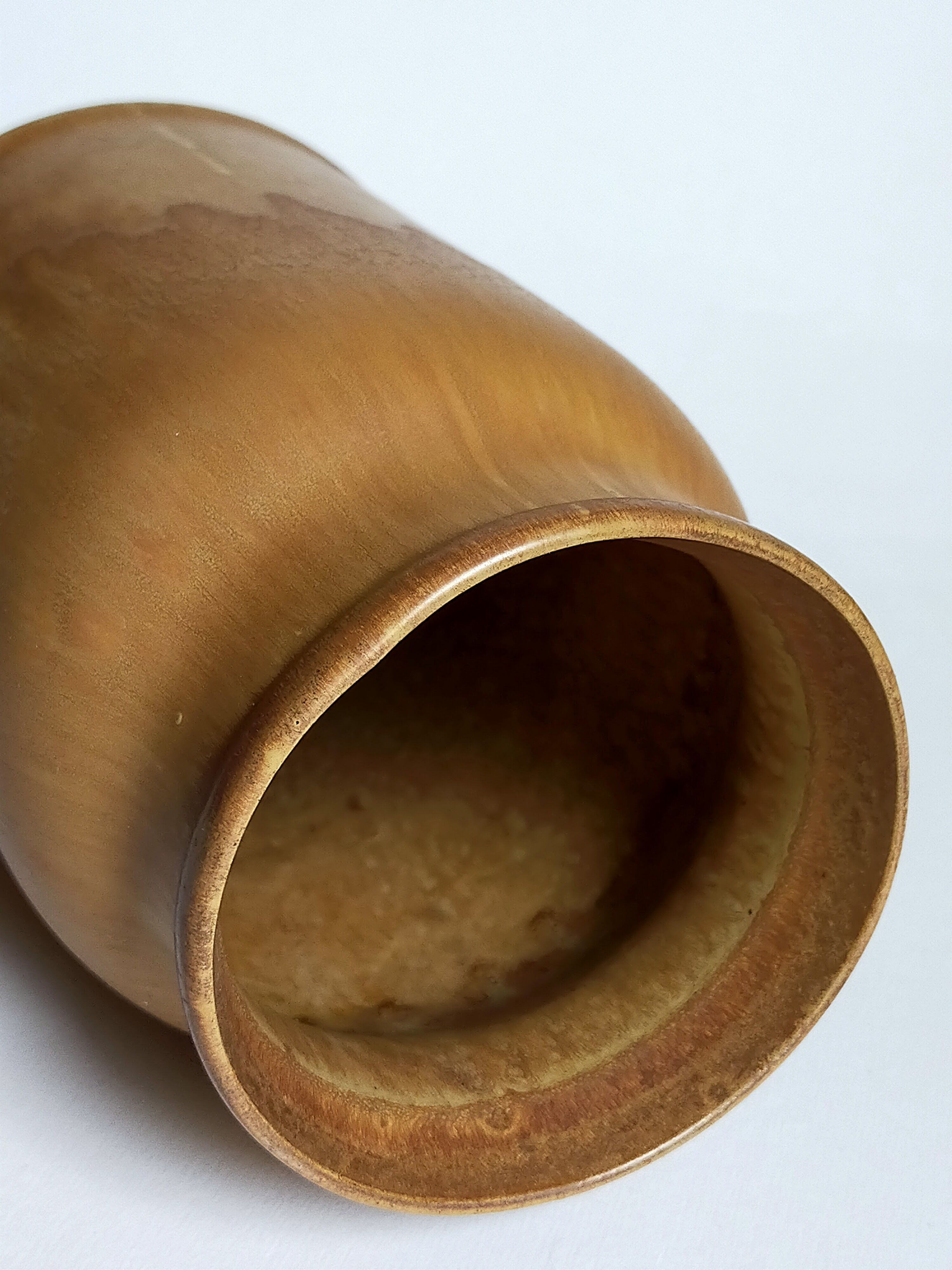 Vintage French enamelled straight sandstone vase