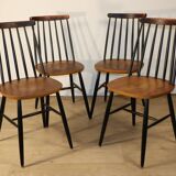 Set of 4 vintage wooden chairs, 1960.