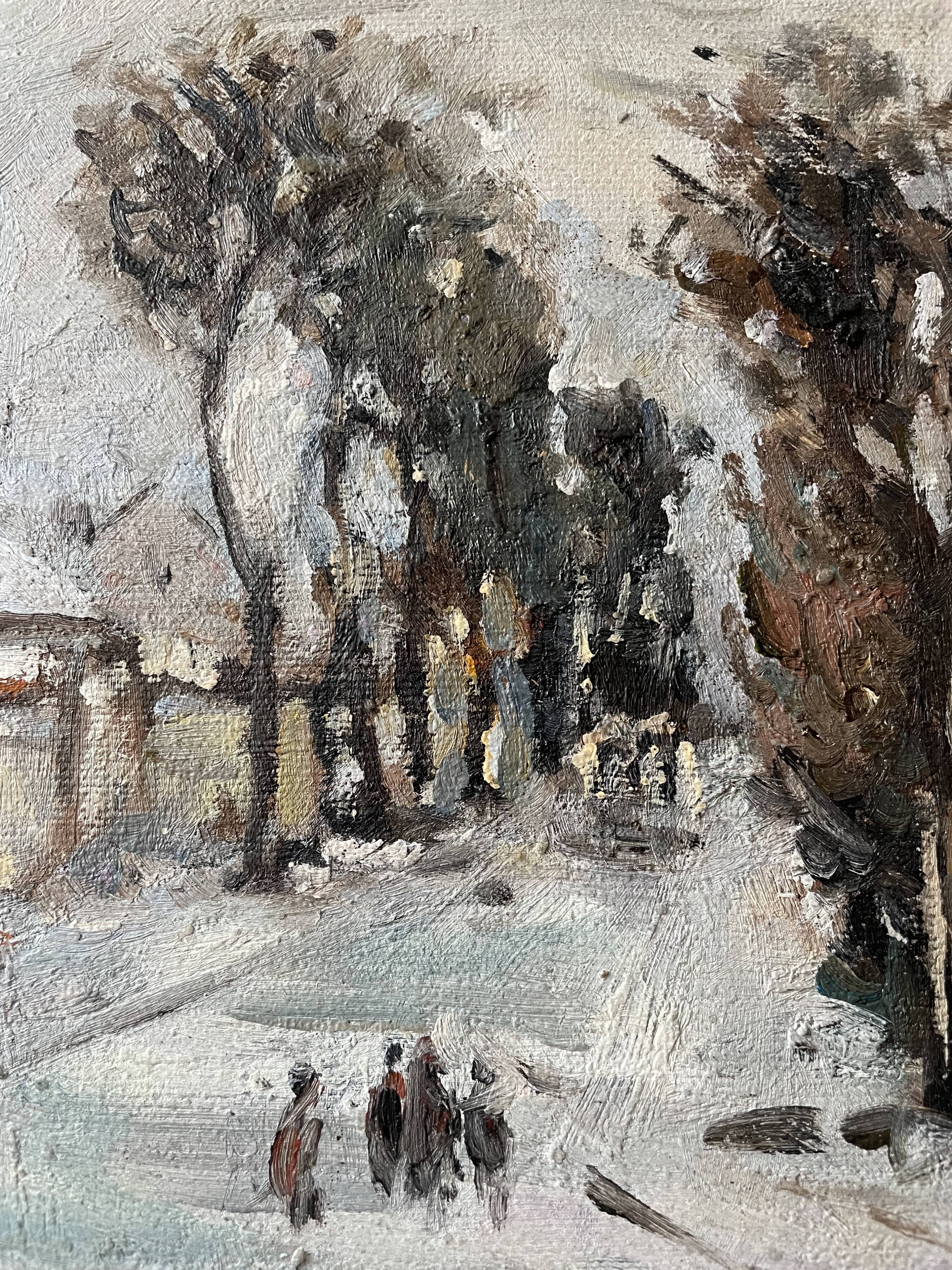 Old painting snow landscape signed