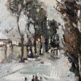 Old painting snow landscape signed