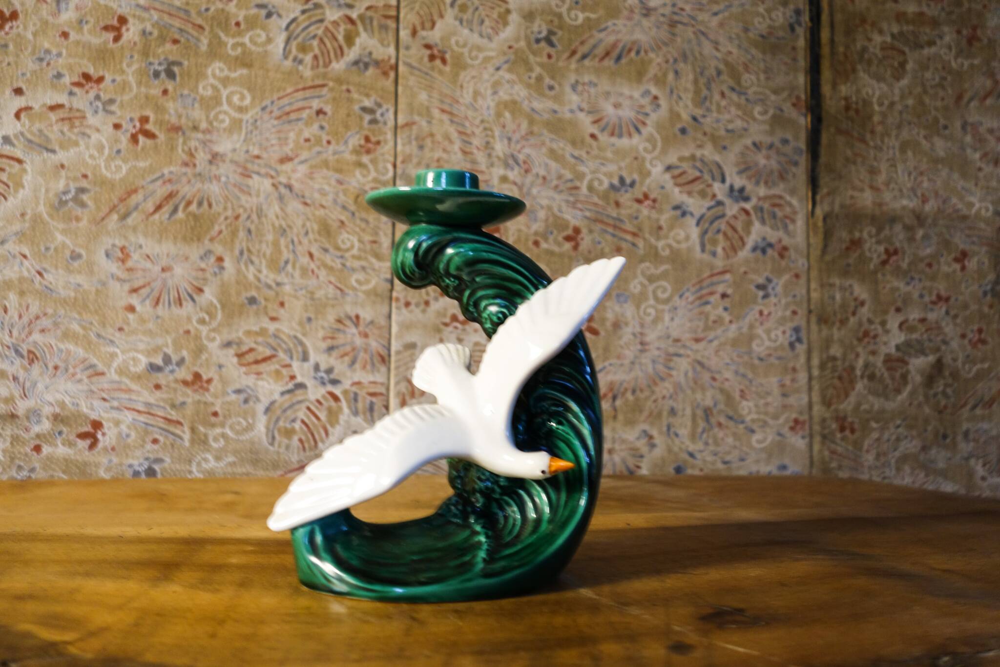 Barbotine candle holder from the 50s.