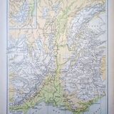 Map of the mountain ranges of France, original printed in 1896