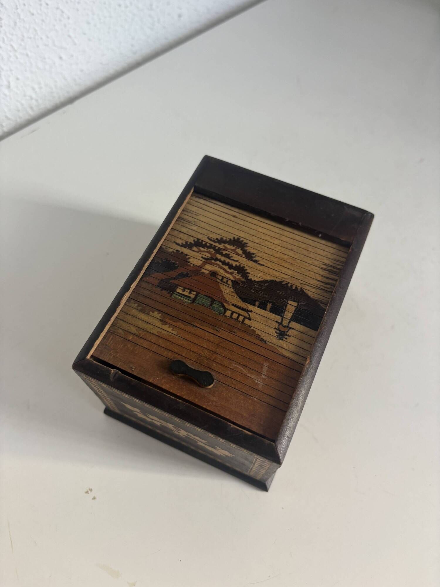 Vintage 1960 cigarette holder wooden dispenser Japan groom - 12 x 9 cm