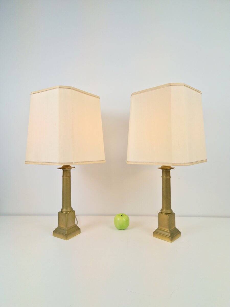 Neoclassical Empire Brass Table Lamp, France, 1960, Set of 2