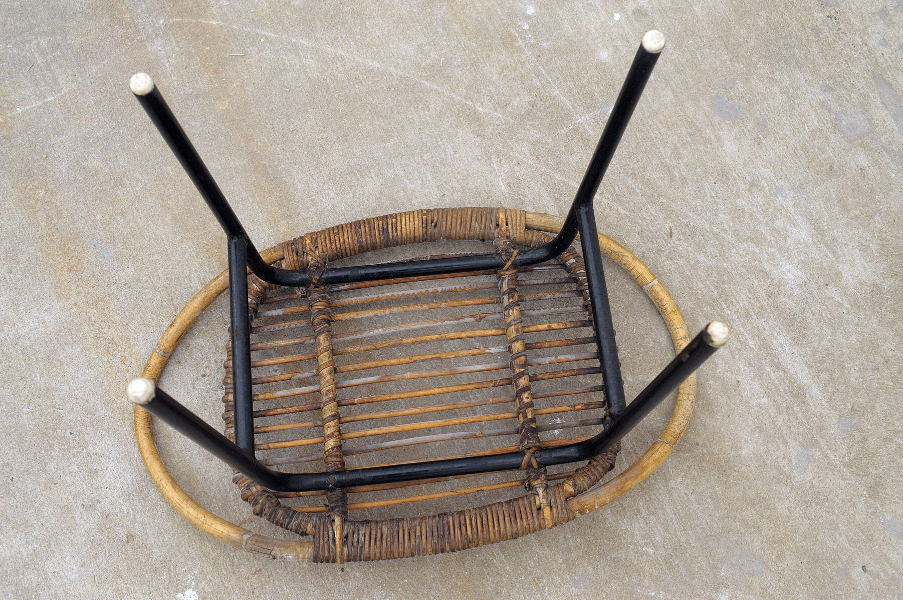 Mid century rattan stool by Alan Fuchs for Uluv 1960´s Czechoslovakia
