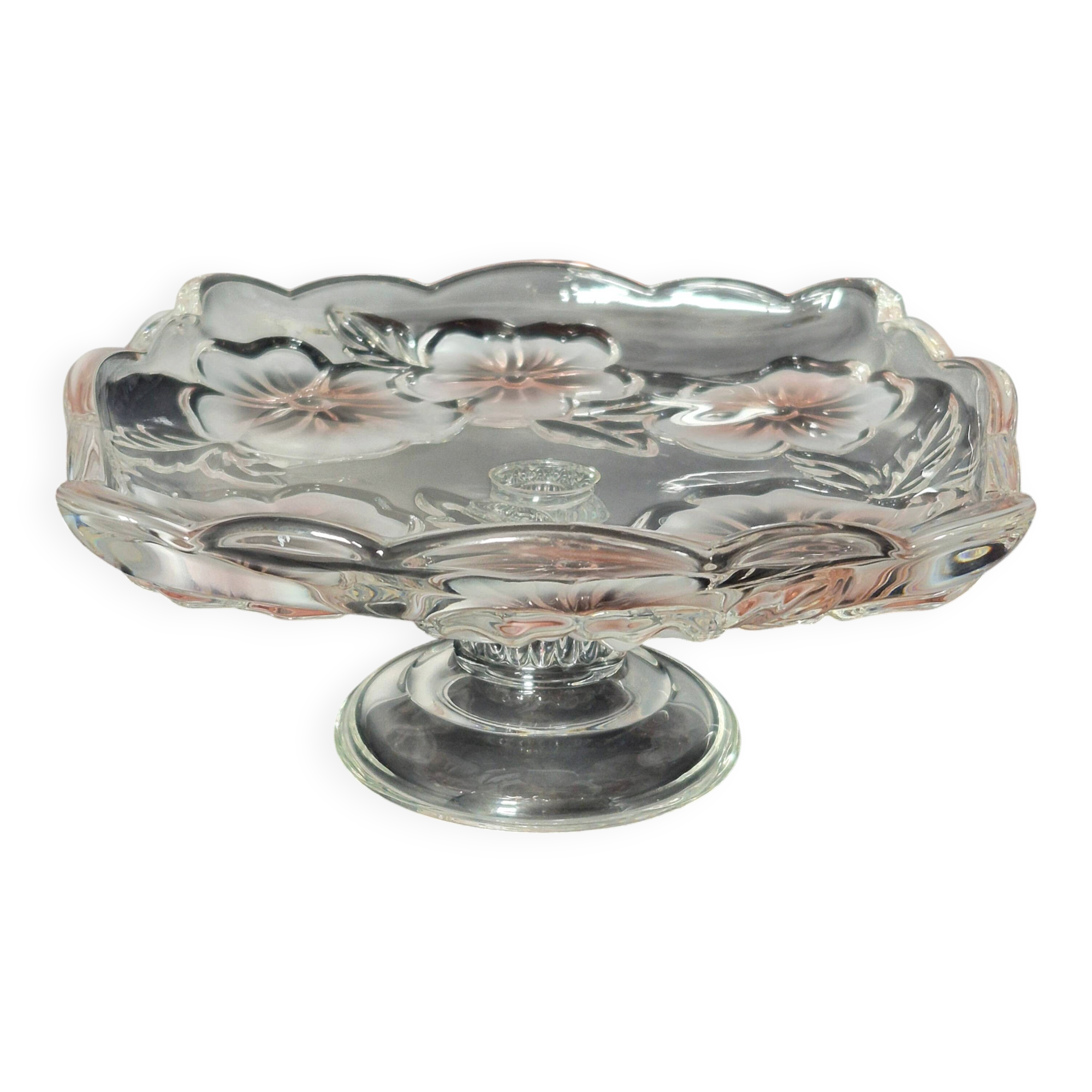 Vintage glass display stand "Pansy Bouquet Pink" — Studio Nova by Mikasa