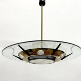 Pendant Light in Glass and Brass from Stilnovo, Italy, 1950s