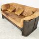 Vintage wicker and leather sofa set 1960s