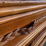 Wooden and rattan chest of drawers with woven handles