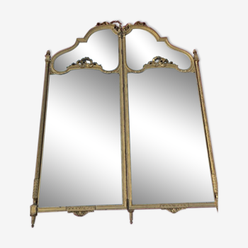 Miroir paravent bois doré style Louis XVI 117x156cm