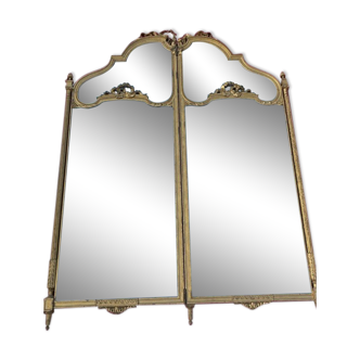 Miroir paravent bois doré style Louis XVI 117x156cm