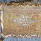 Set of three nesting tables in gilded wood in Florentine style Hollywo.