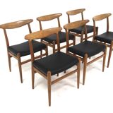 Set of 6 "W2" oak chairs, Hans J. Wegner, Carl Hansen & Søn, 1960s
