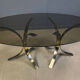 Vintage brass oval glass dining table, 1970s