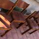 Series of 6 elm and leather chairs from the Maison Regain 60s