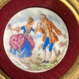 Old miniature frame scene gallant porcelain XXth century