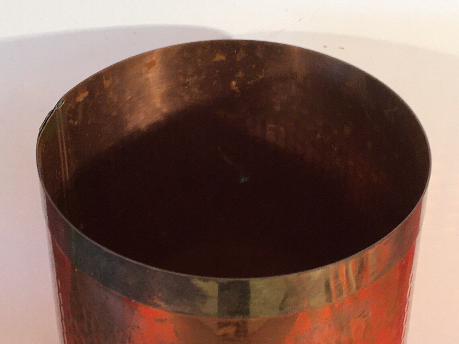 Old copper and brass pot umbrella or deco holder