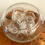 European 6 Person Punch Bowl with 5 Liters Capacity, Handcrafted Clear Crystal Glass with Floral Bar