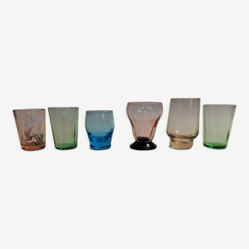 Vintage shooter shot glasses series of six assorted colors