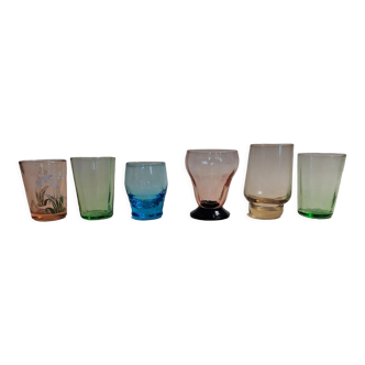 Vintage shooter shot glasses series of six assorted colors