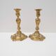 Pair of louis xv style rocaille candlesticks, slodtz model, 19th century