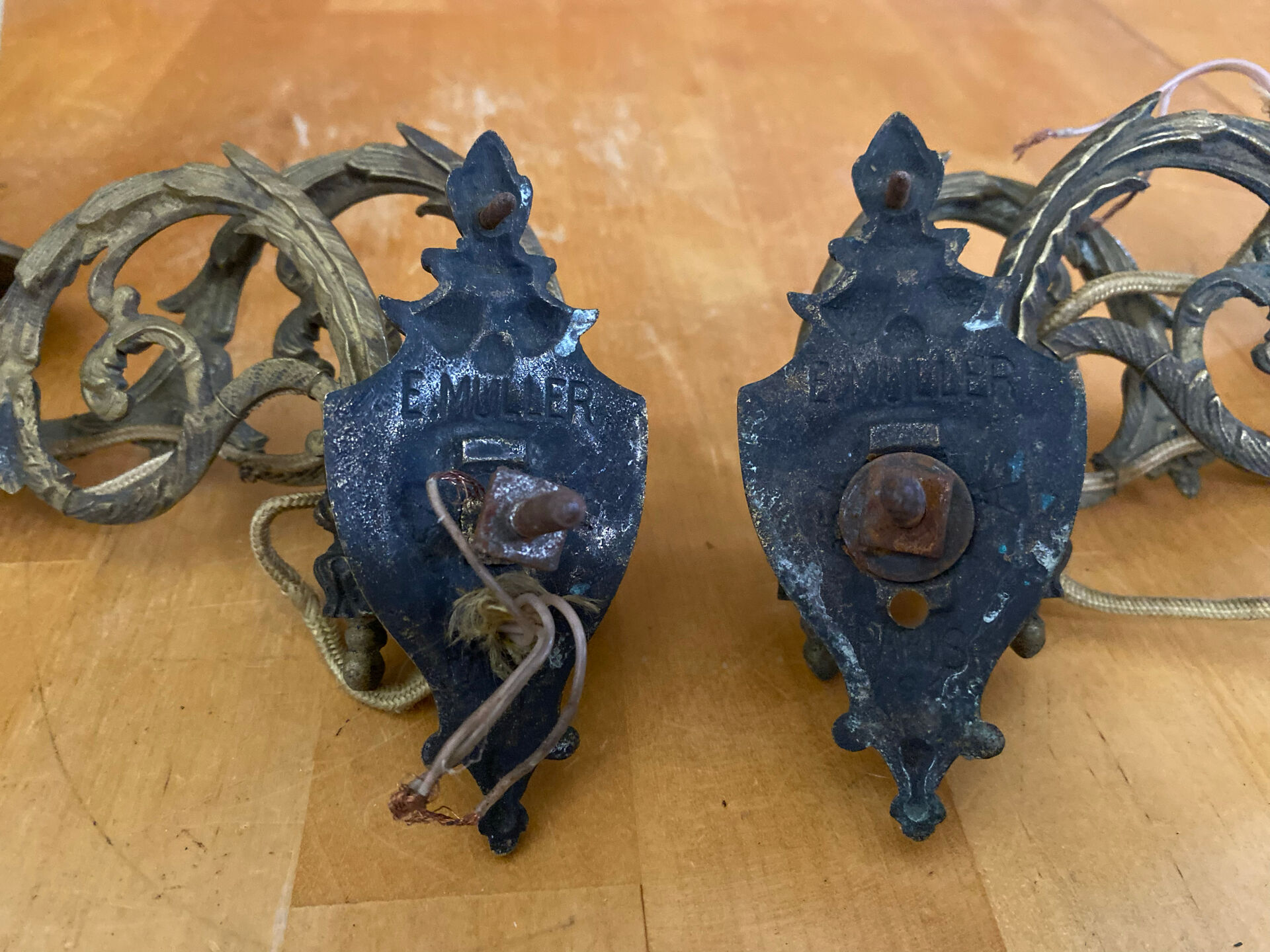 Paire applique piano double ancienne e. muller bronze doré fin xixeme