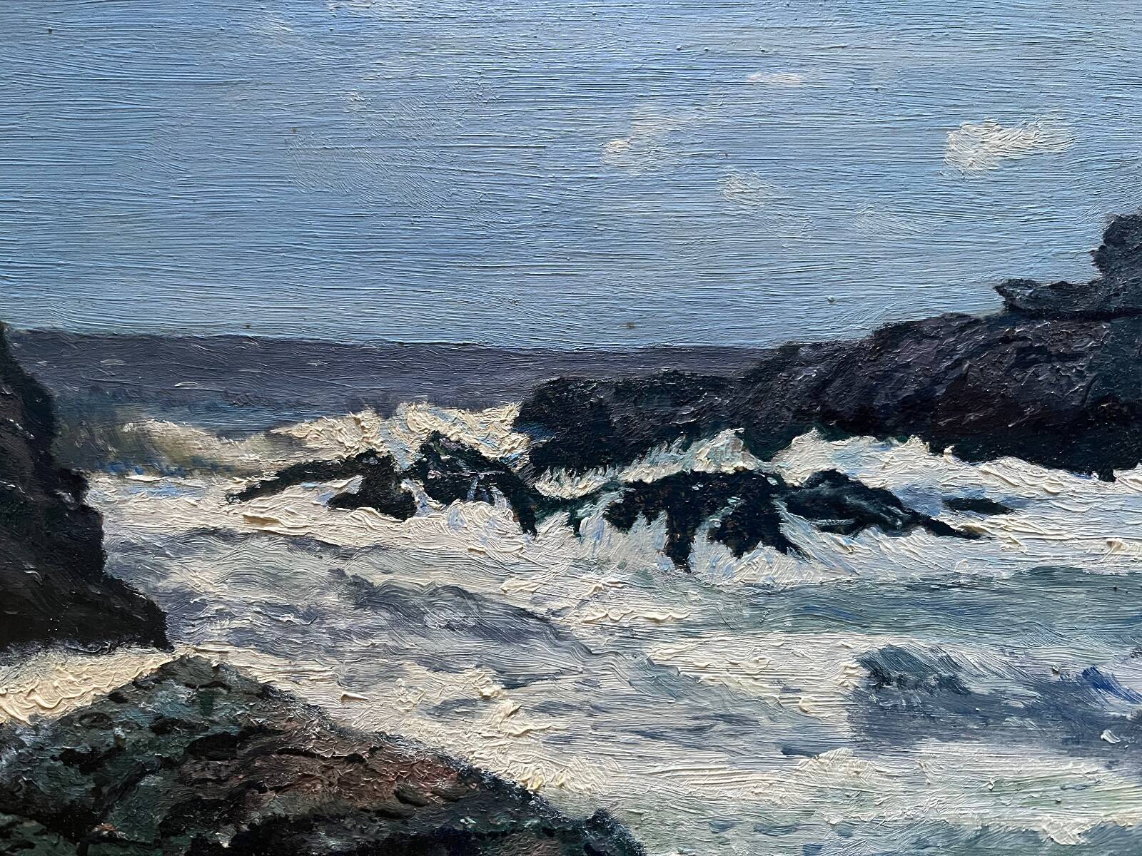 Tableau HSP "Belle-Ile - cave of the apothecary" Marine signed 1960