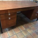 Pierre Paulin CM 223 desk, mahogany and chrome, Thonet edition, 1950