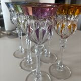 Set of 6 cut crystal liqueur glasses in colour – Bohemian style