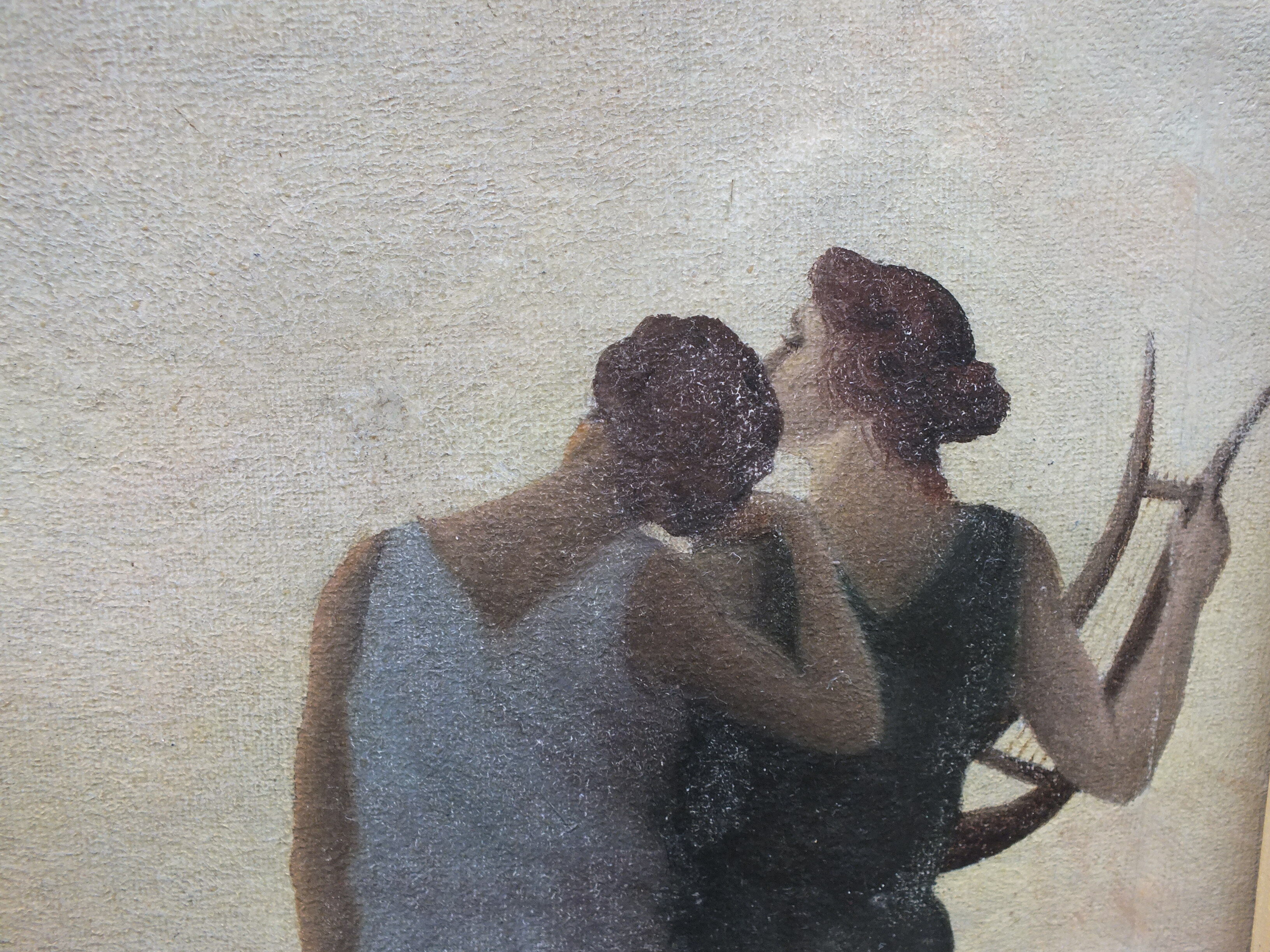 Soir antique, after Alphonse Osbert, oil on canvas signed framed