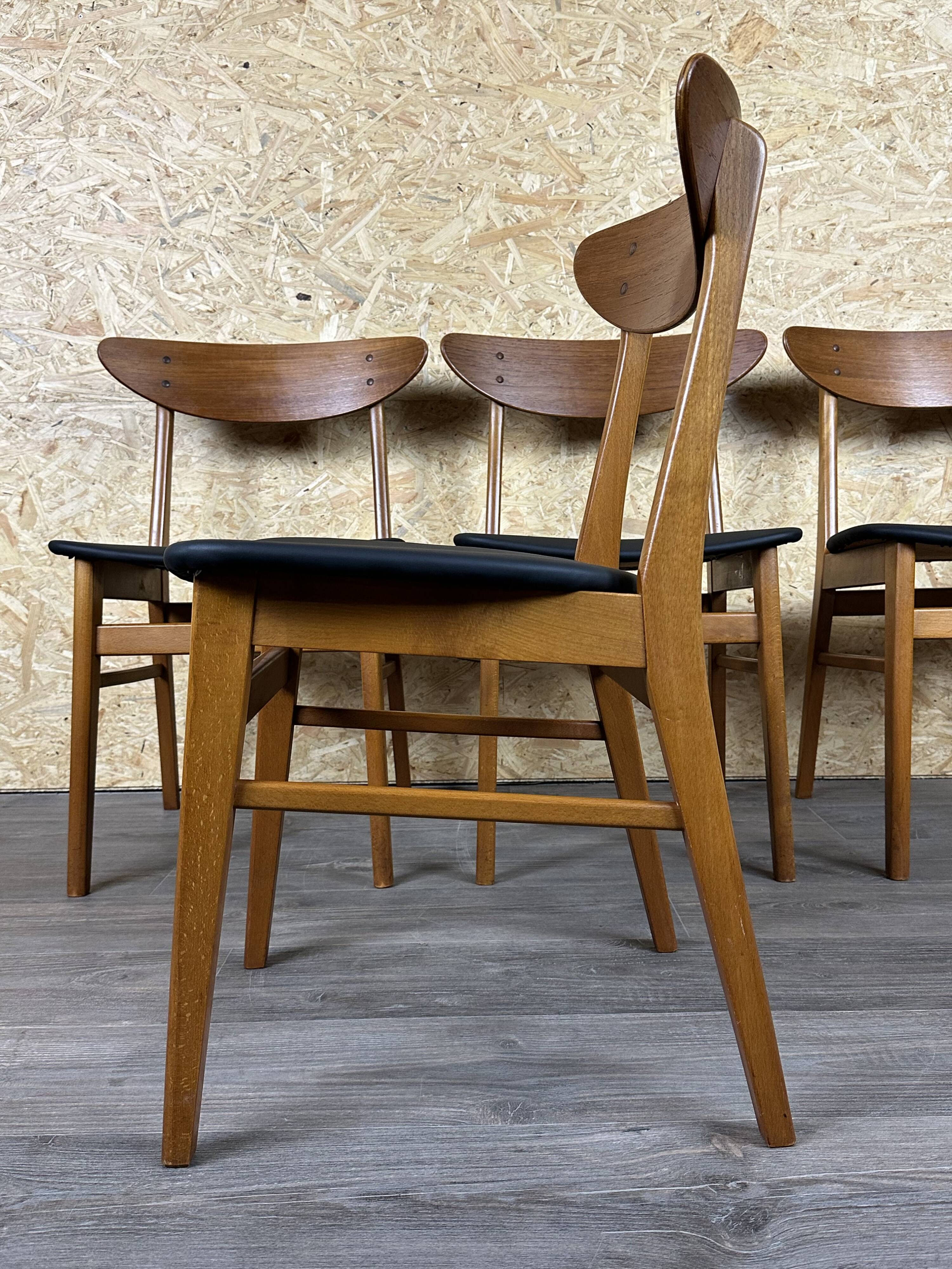 4x 60s 70s Teak Dining Room Chairs Danish Modern Design