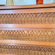 Commode bois et rotin vintage