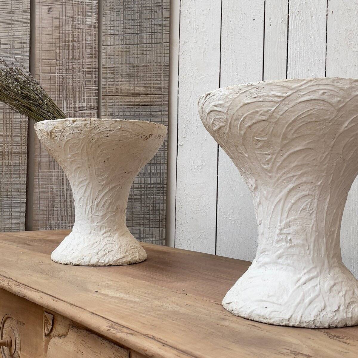 Concrete Garden Vases, 1950s, Set of 2