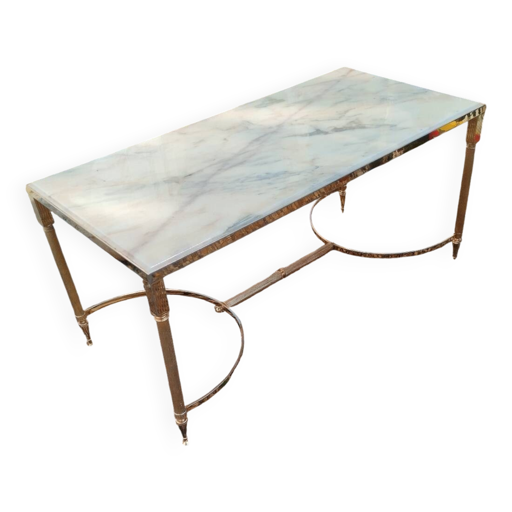 Table basse ancienne vintage avec plateau marbre