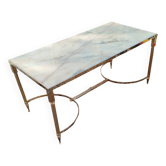 Table basse ancienne vintage avec plateau marbre