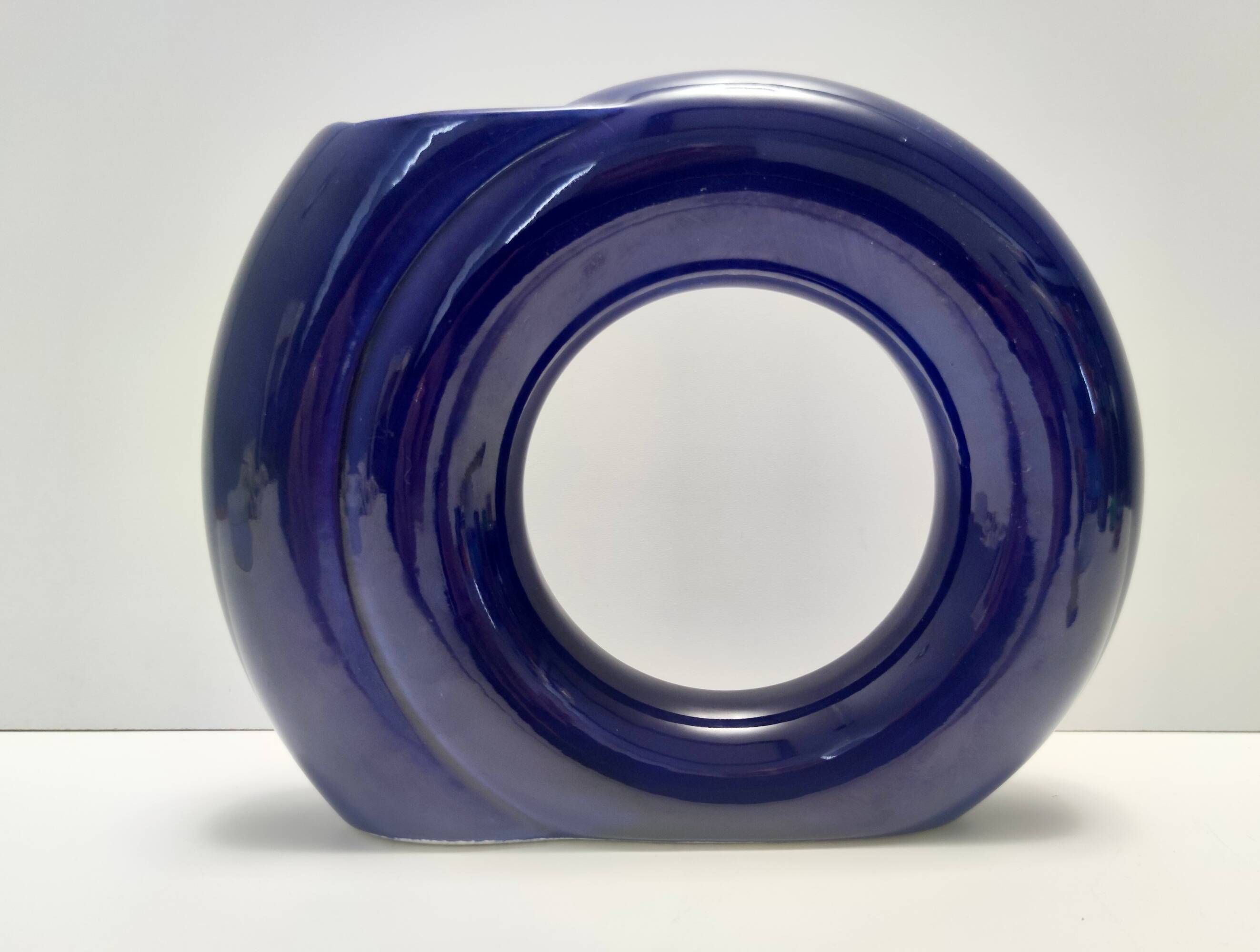 Vintage Blue Glazed Ceramic Vase by Pietro Arosio for Parravicini, Italy, 1