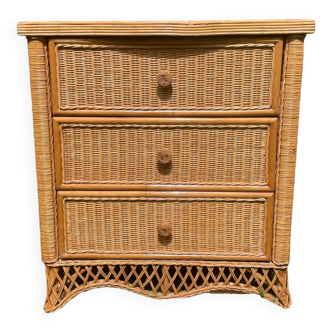 Commode vintage en rotin naturel
