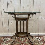 Console d’entrée en métal doré et verre