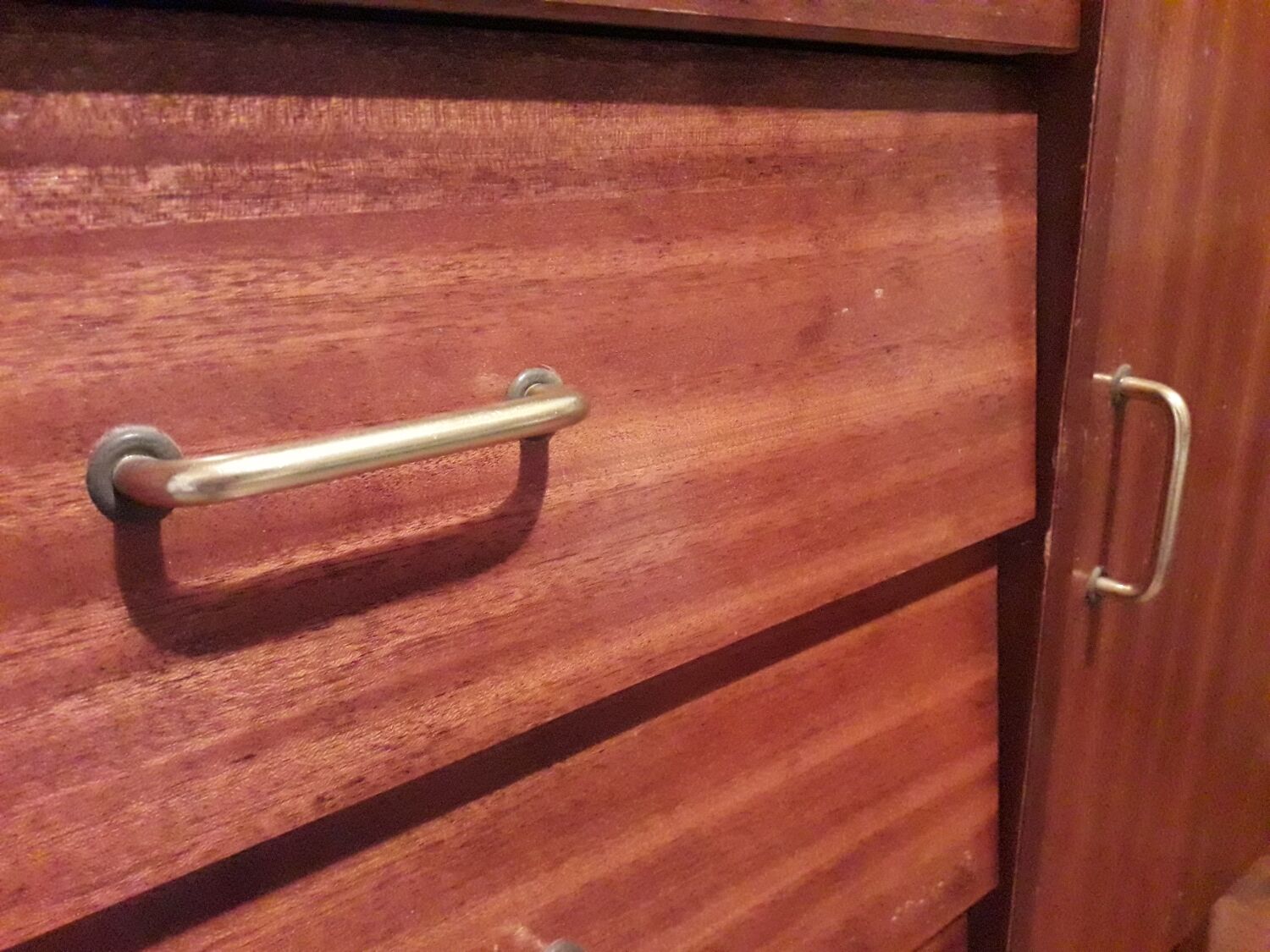 Vintage teak chest of drawers with compass legs