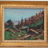 Mid 20th Century Impressionist Style Landscape Oil Painting