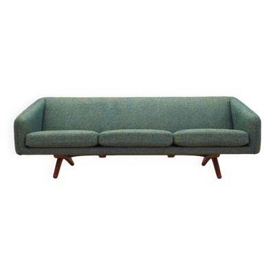 Canapé vert mélangé, design danois, années 1960, fabricant : A. Mikael Laursen, designer : Illum Wikkelsø