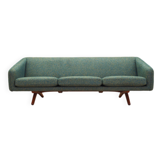 Canapé vert mélangé, design danois, années 1960, fabricant : A. Mikael Laursen, designer : Illum Wikkelsø