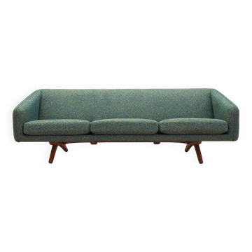 Canapé vert mélangé, design danois, années 1960, fabricant : A. Mikael Laursen, designer : Illum Wikkelsø