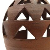 Impressive ceramic candlestick lantern, 1970s stoneware.