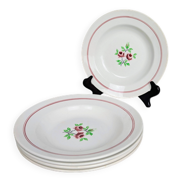 5 assiettes creuses Moulin des Loups Orchies - Deux Roses